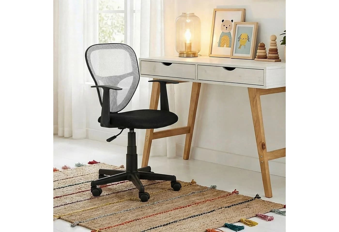 IDIMEX Schreibtischstuhl STUDIO Kinder Schwarz/Weiß Ergonomisch Höhenverstellbar - Bild 2