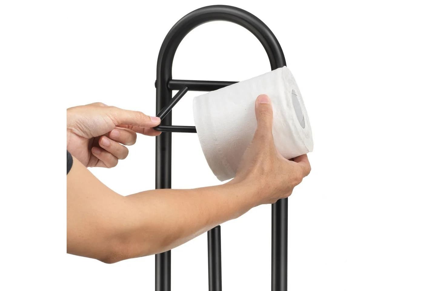 CARO-Möbel Toilettenpapierhalter EGON Schwarz mit integriertem Bürstenhalter - Bild 4