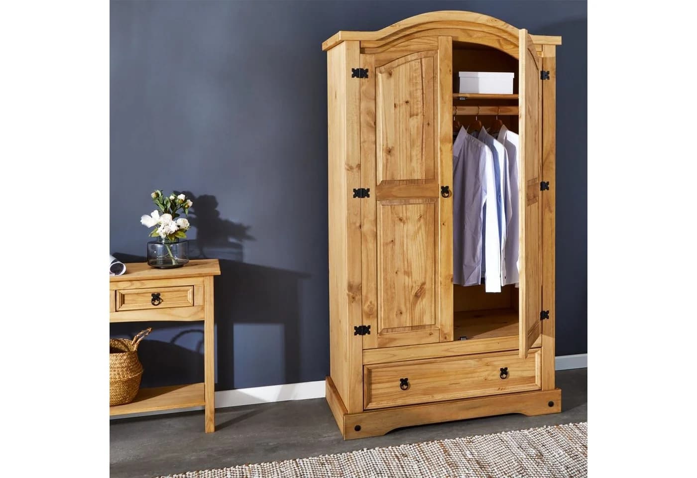 CARO-Möbel Kleiderschrank SALSA Massivholz Kiefer Landhausstil - Bild 3