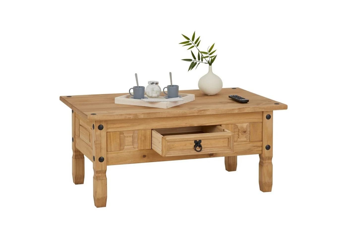 CARO-Möbel Couchtisch SALSA Landhausstil Kiefer massiv mit Schublade - Bild 3