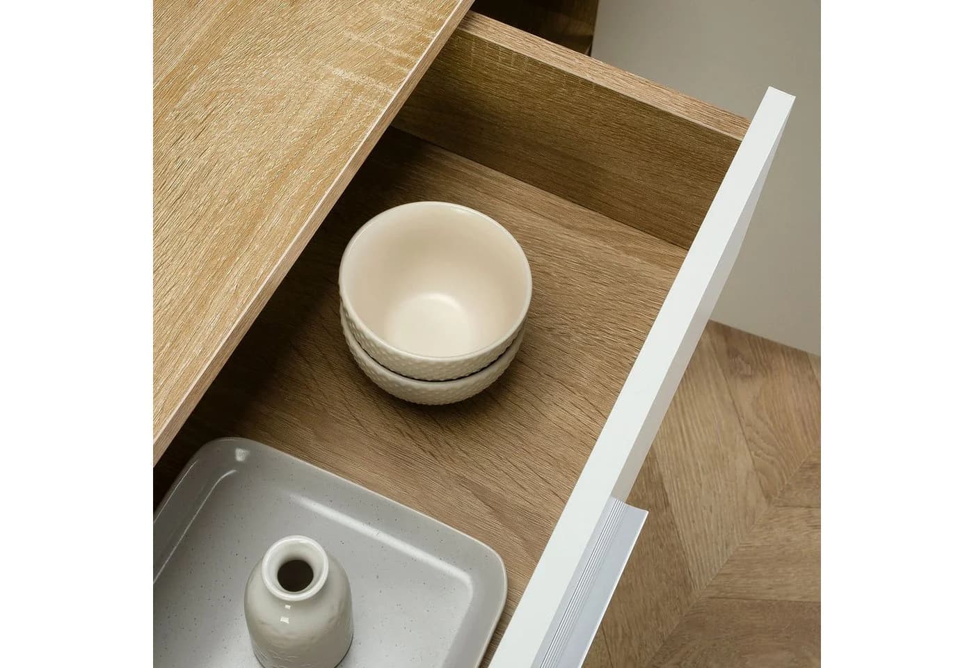 CARO-Möbel Kommode ESTELLE 3 Türen 1 Schublade Sonoma Eiche/Weiß - Bild 5