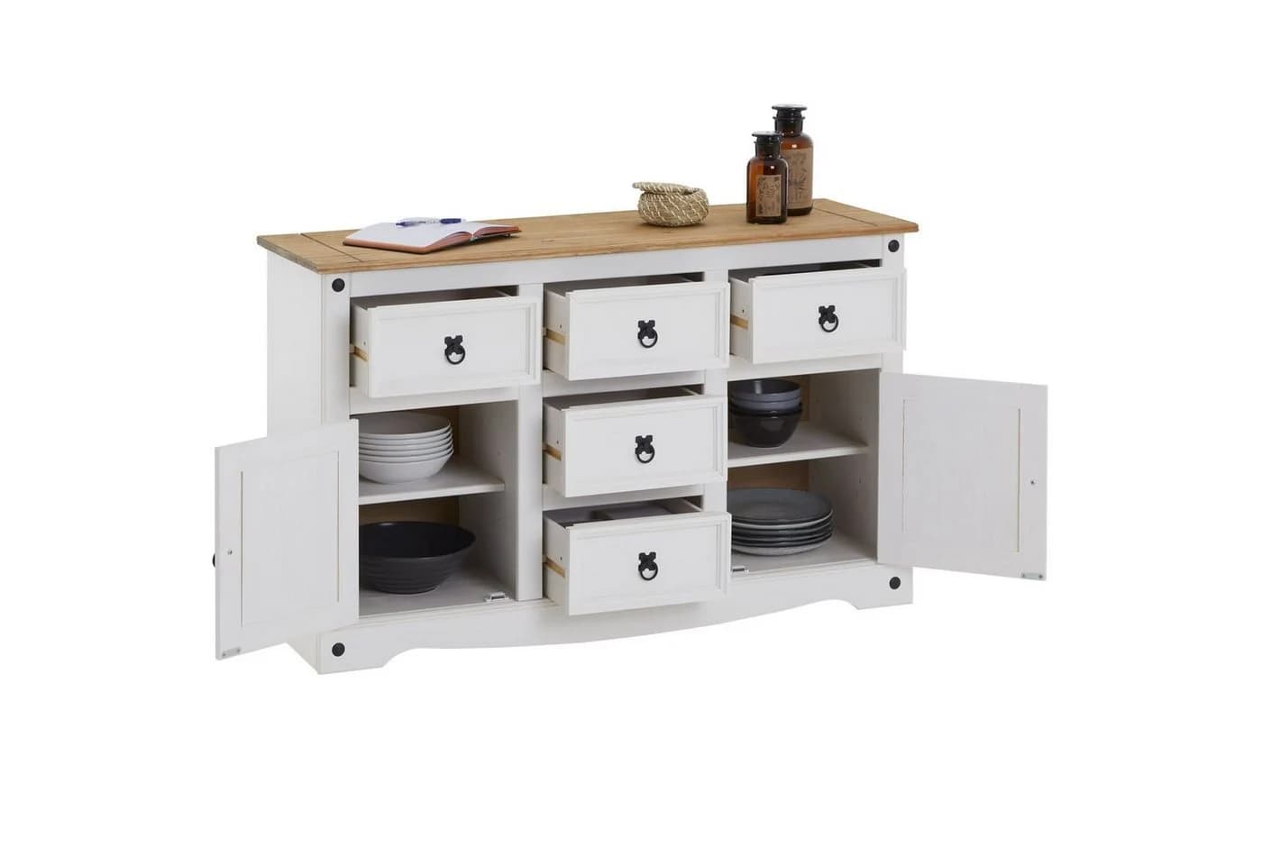 CARO-Möbel Sideboard CAMPO Weiß Massivholz Landhausstil - Bild 4