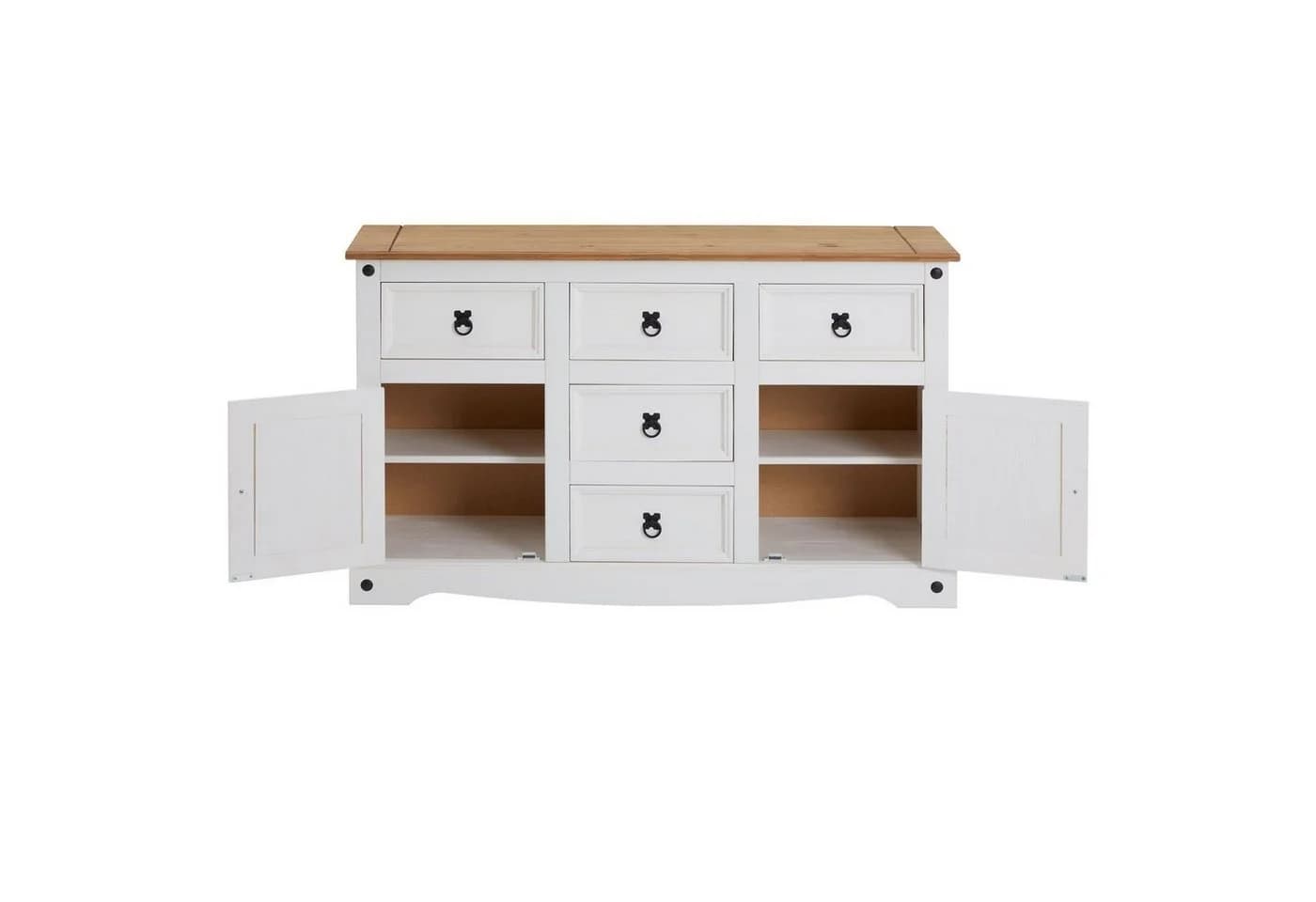 CARO-Möbel Sideboard CAMPO Weiß Massivholz Landhausstil - Bild 5