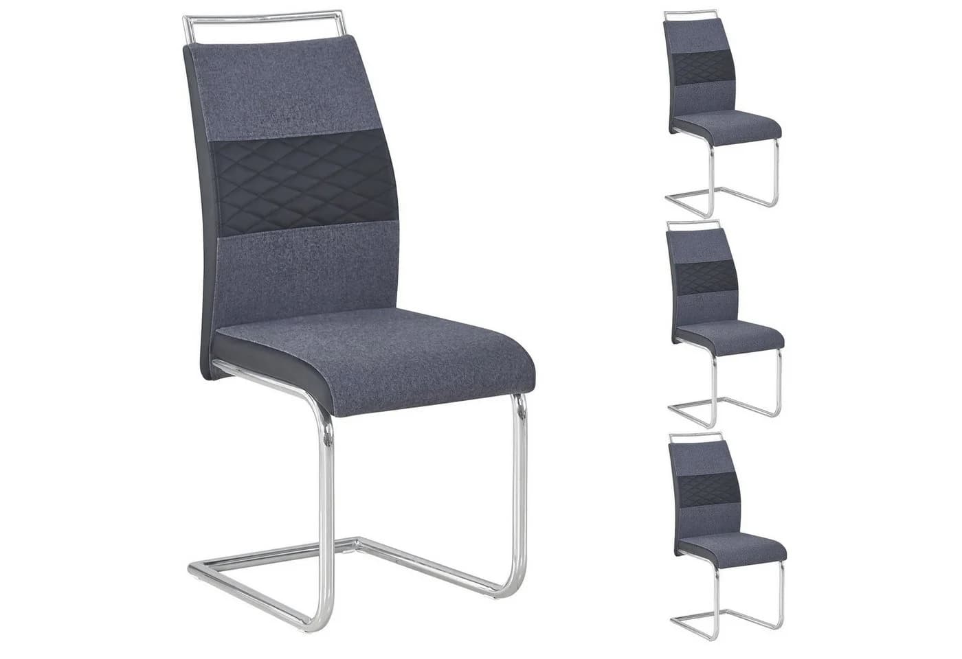 CARO-Möbel Esszimmerstuhl ERZA 4er-Set Schwingstuhl Dunkelgrau - Bild 2