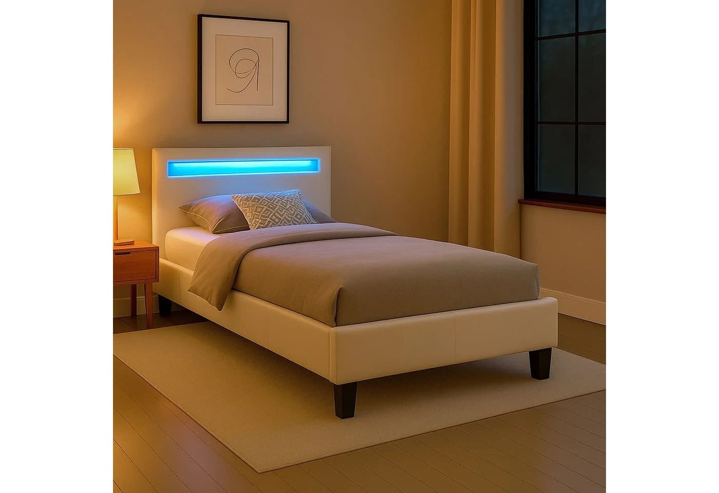 CARO-Möbel Polsterbett MANDALAY Weiß mit LED-Beleuchtung - Bild 2