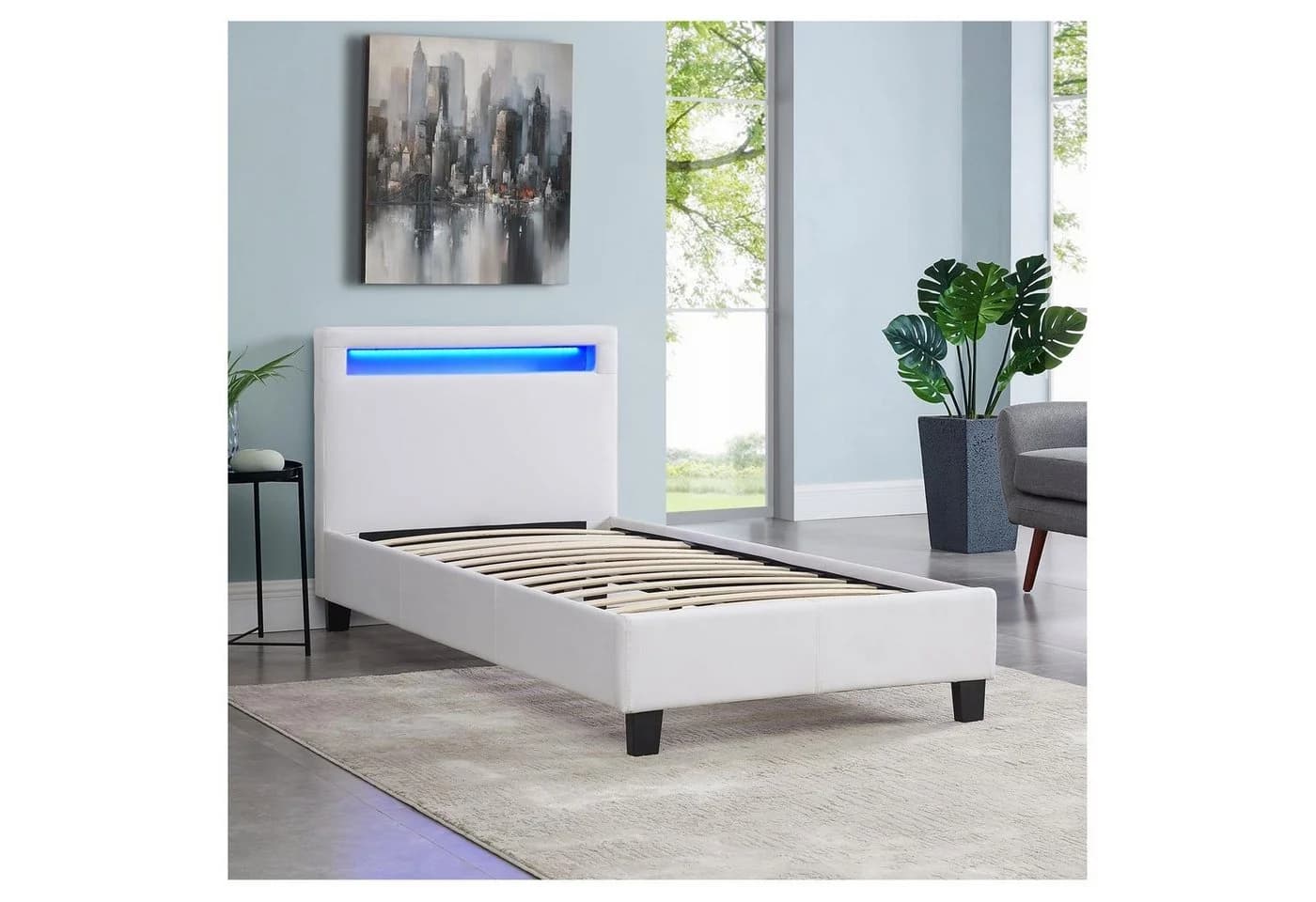 CARO-Möbel Polsterbett MANDALAY Weiß mit LED-Beleuchtung - Bild 3