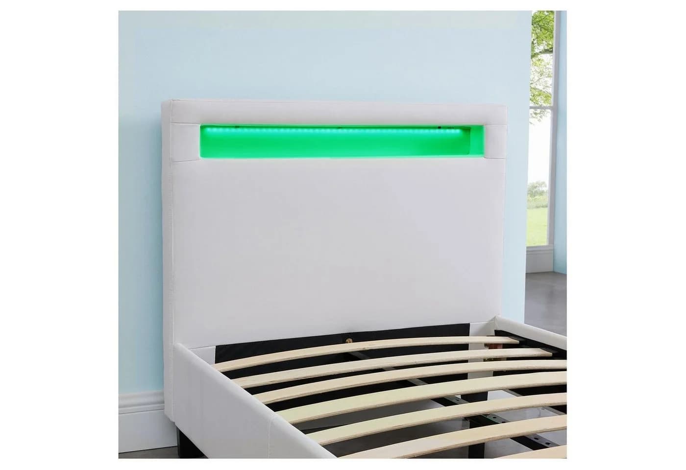 CARO-Möbel Polsterbett MANDALAY Weiß mit LED-Beleuchtung - Bild 4