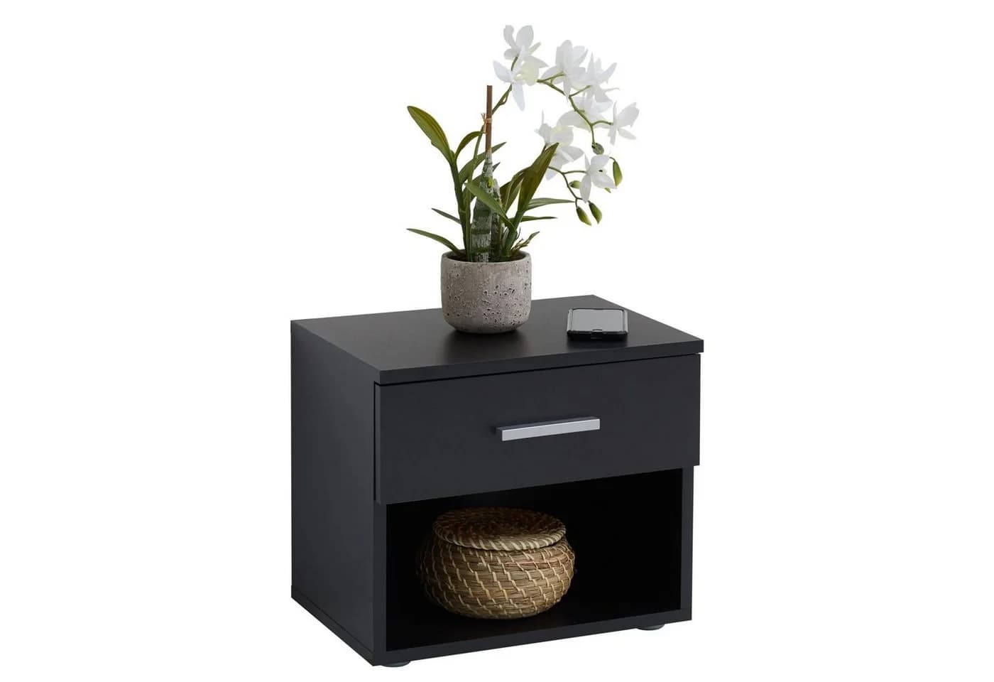 CARO-Möbel Nachtkommode MARY 2er Set Schwarz mit Schublade