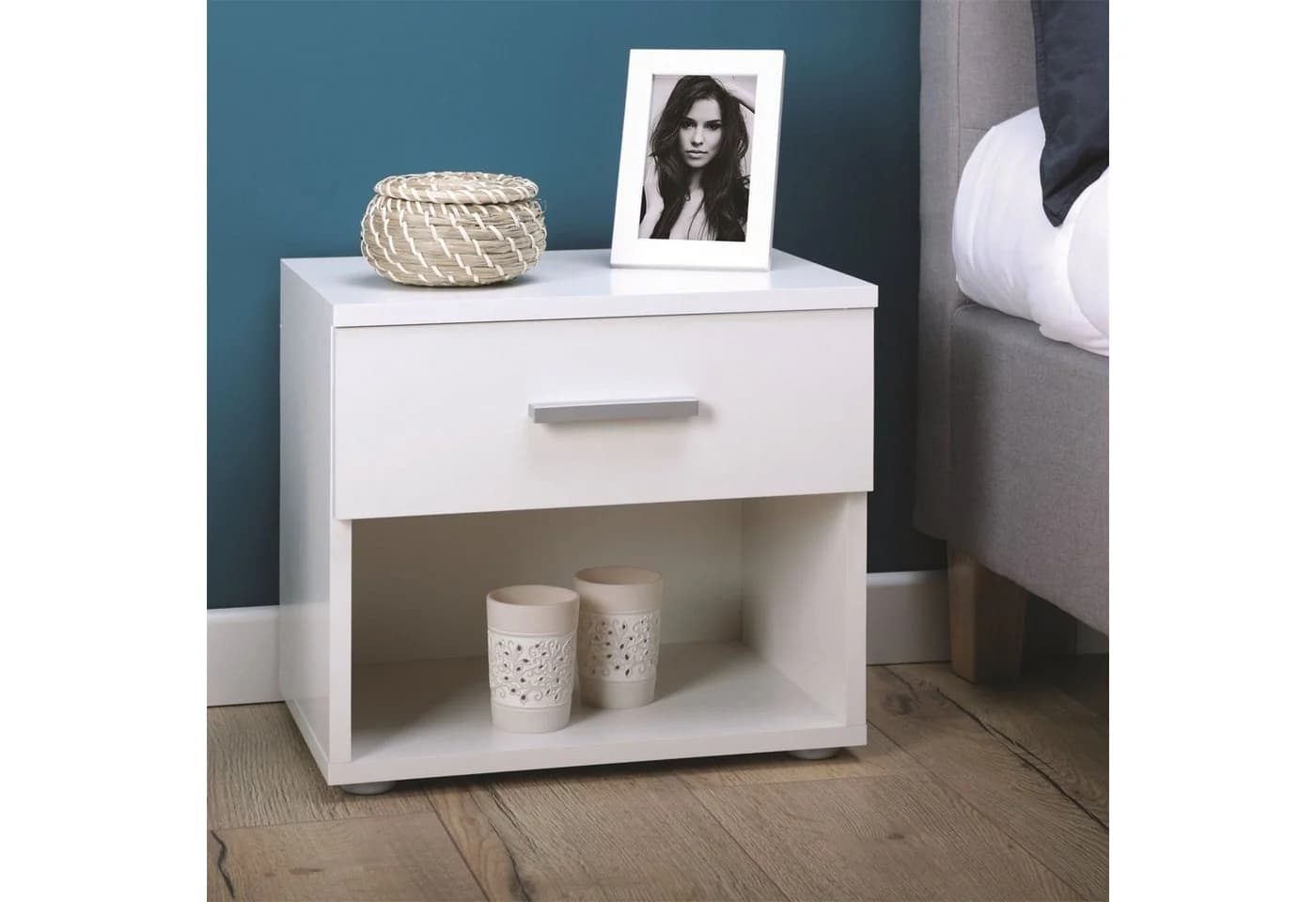 CARO-Möbel Nachtkommode MARY 2er Set Weiß Hochglanz - Bild 3
