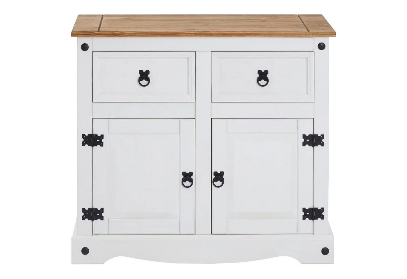 CARO-Möbel Sideboard CAMPO Kiefer massiv weiß/braun 2 Schubladen 2 Türen - Bild 3