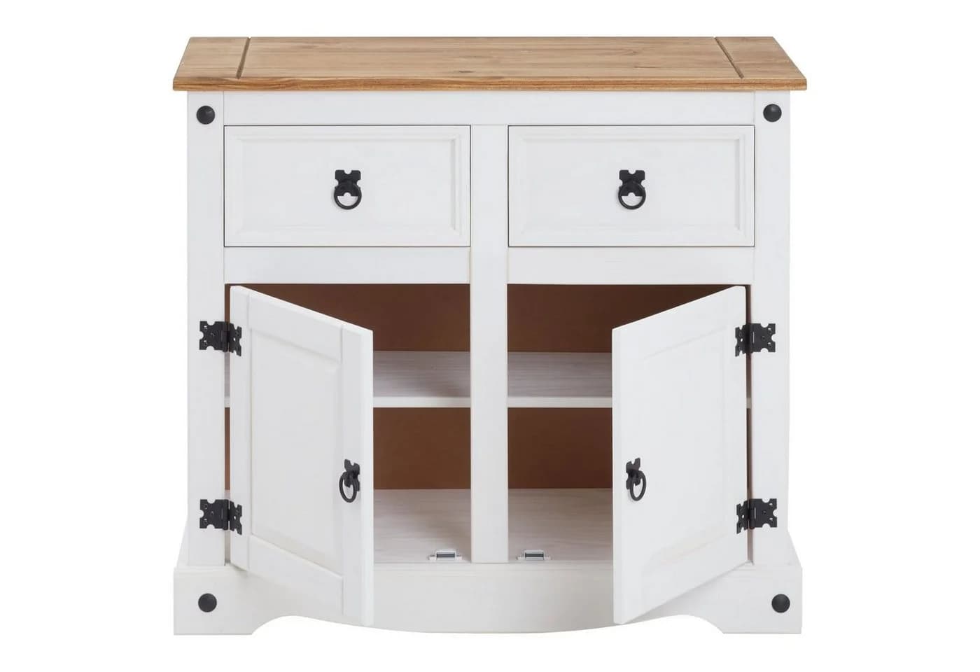 CARO-Möbel Sideboard CAMPO Kiefer massiv weiß/braun 2 Schubladen 2 Türen - Bild 4