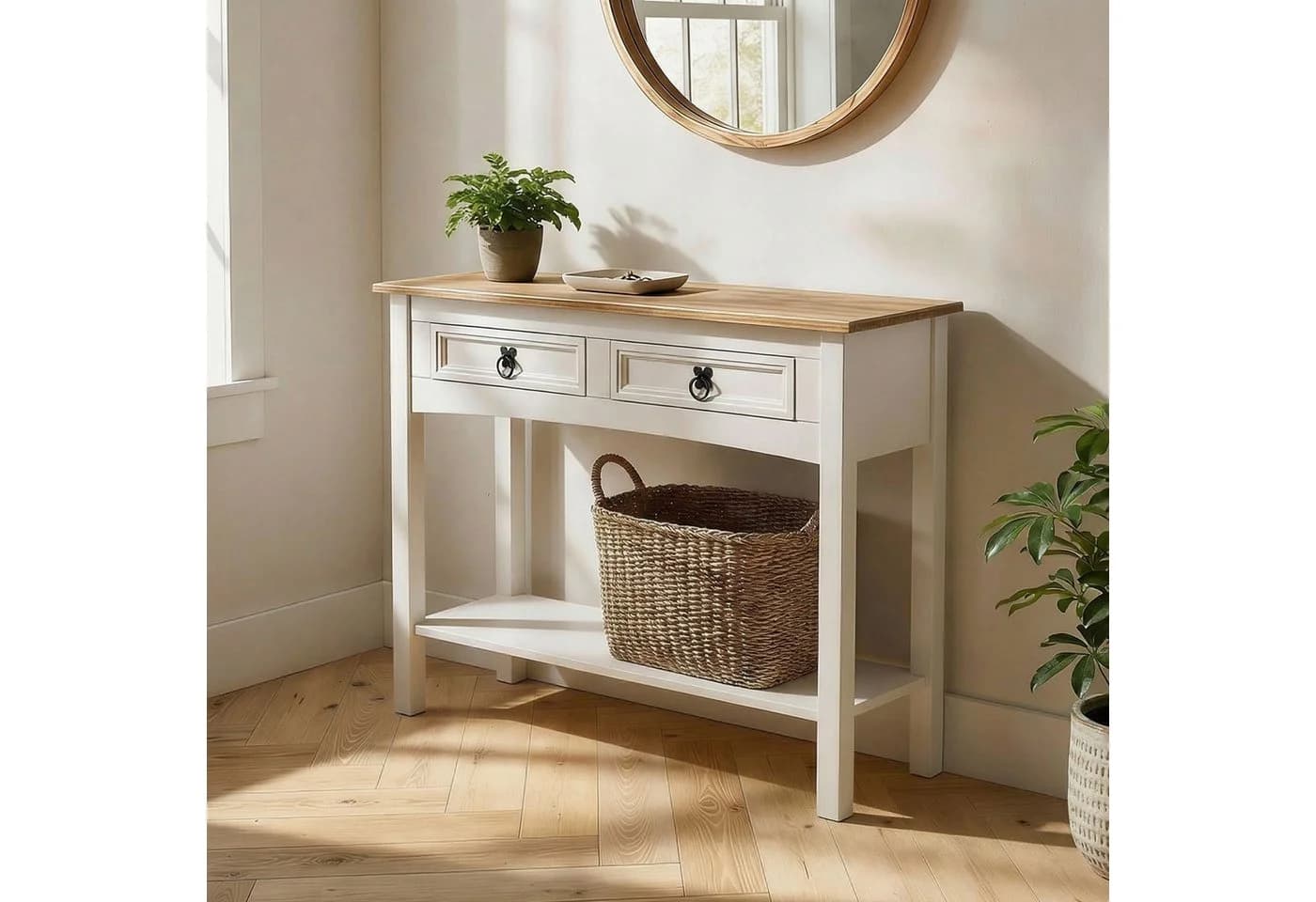 CARO-Möbel Konsolentisch CAMPO Kiefer massiv Mexiko Stil weiß/braun - Bild 2