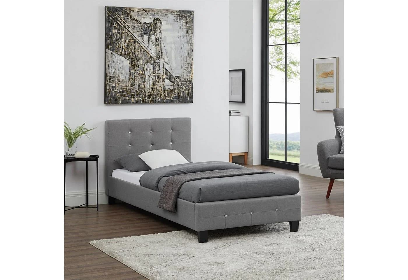 CARO-Möbel Polsterbett DELAWARE Einzelbett 90x200 cm inkl Lattenrost