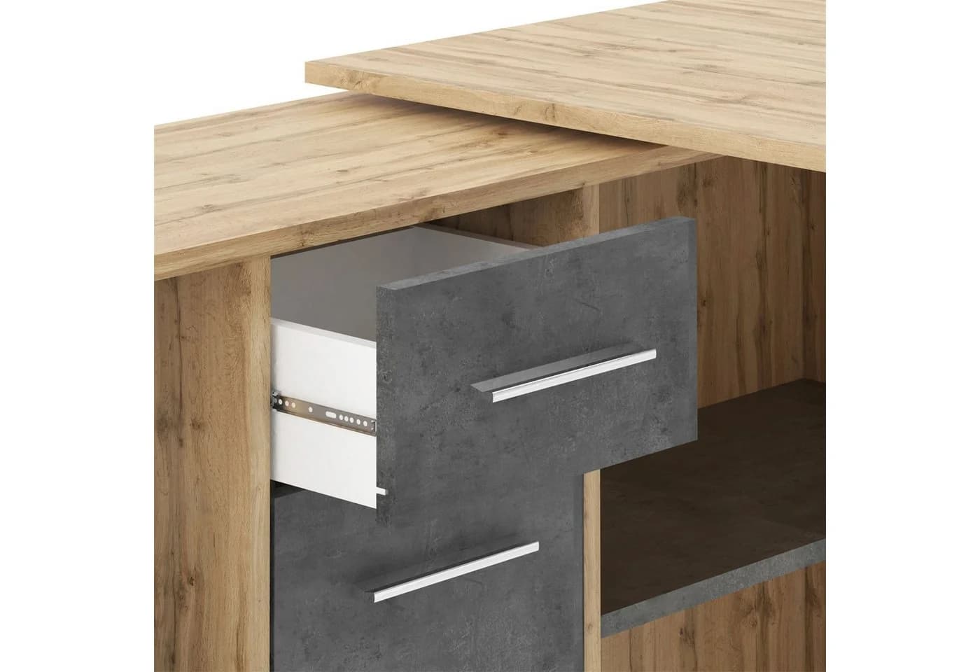 CARO-Möbel Eckschreibtisch DIEGO, Schreibtisch mit Stauraum in L-Form, Home Office Tisch Eiche - Bild 5