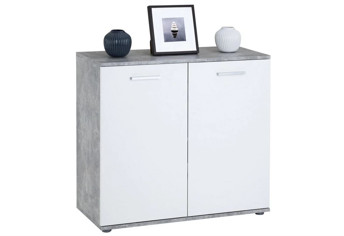 CARO-Möbel Kommode CHICAGO Betonoptik/Weiß mit 2 Türen - Bild 2