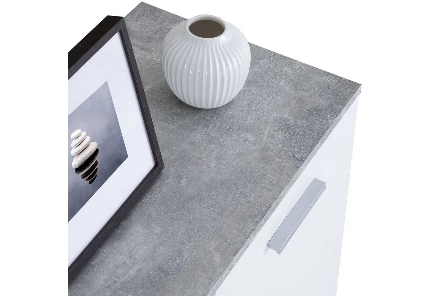 CARO-Möbel Kommode CHICAGO Betonoptik/Weiß mit 2 Türen - Bild 4