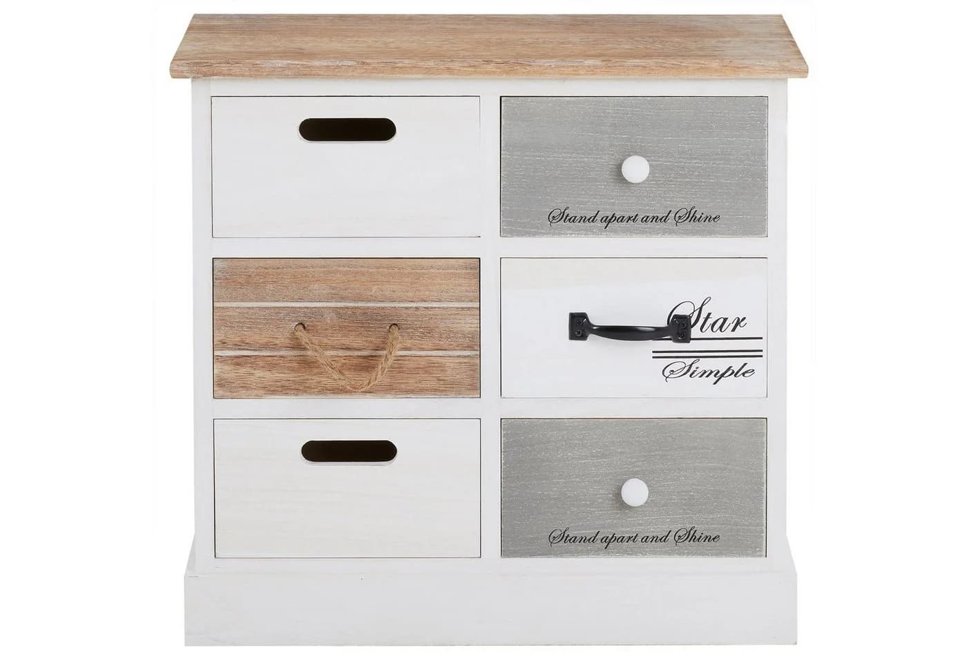 CARO-Möbel Kommode SALVA 6 Schubladen Shabby Chic Weiß - Bild 3