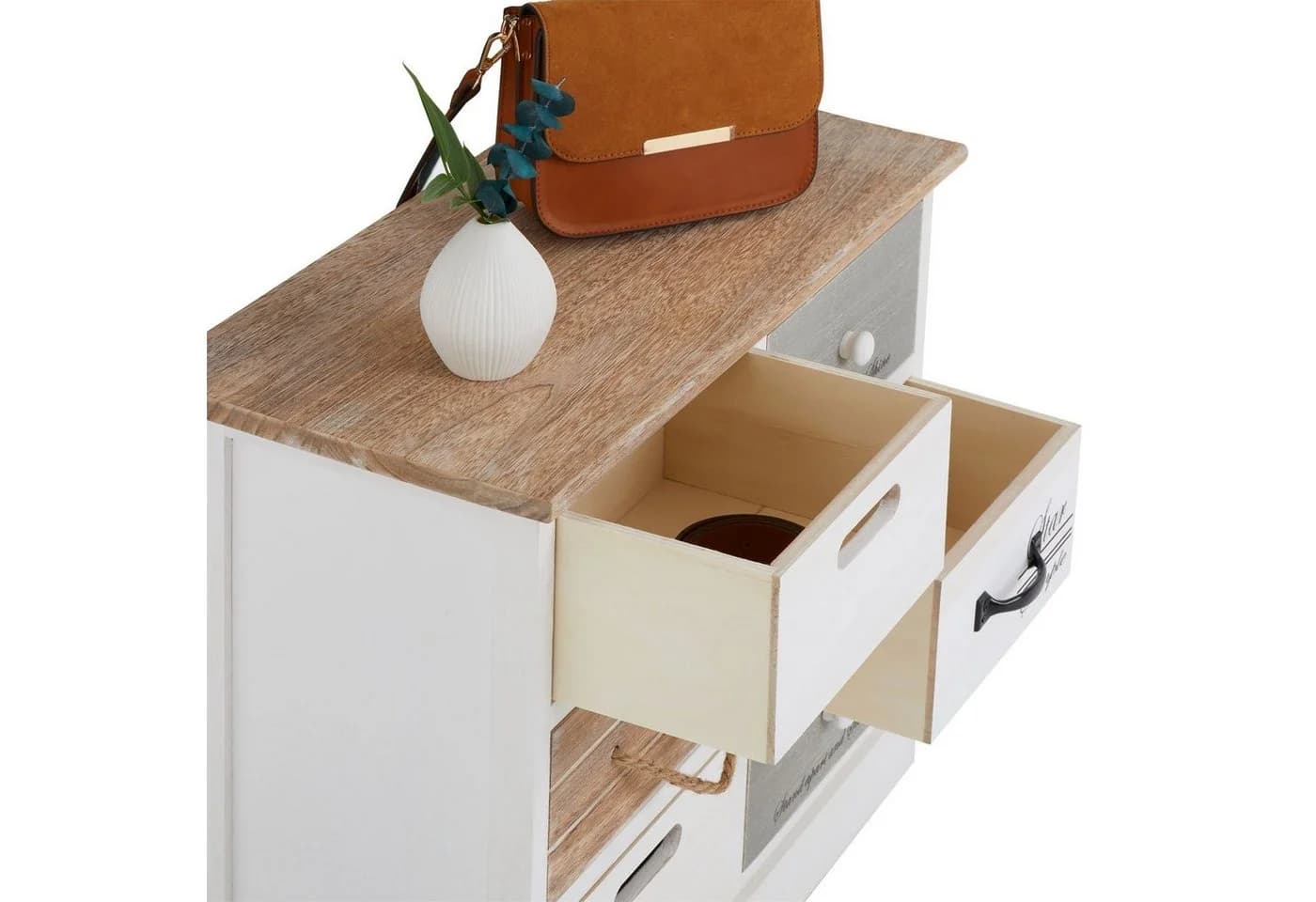 CARO-Möbel Kommode SALVA 6 Schubladen Shabby Chic Weiß - Bild 5