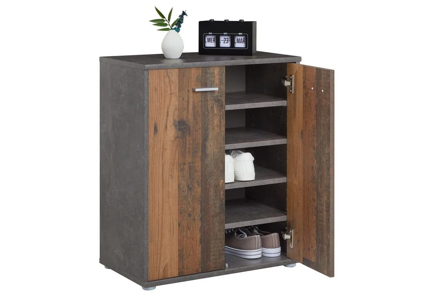 CARO-Möbel Schuhschrank LENNIS Grau Spanplatte 2 Türen - Bild 3