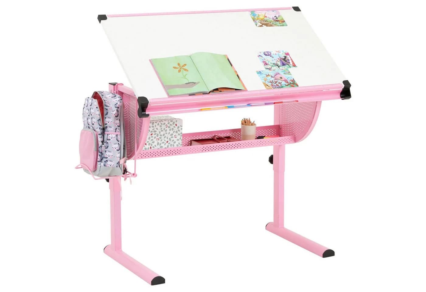 CARO-Möbel Kinderschreibtisch SARI, höhenverstellbar, rosa - Bild 4