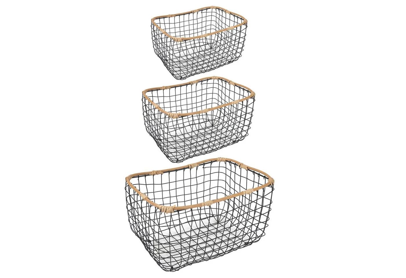 IDIMEX Aufbewahrungskorb JIMO 3er Set Schwarz Metall Organizer - Bild 2