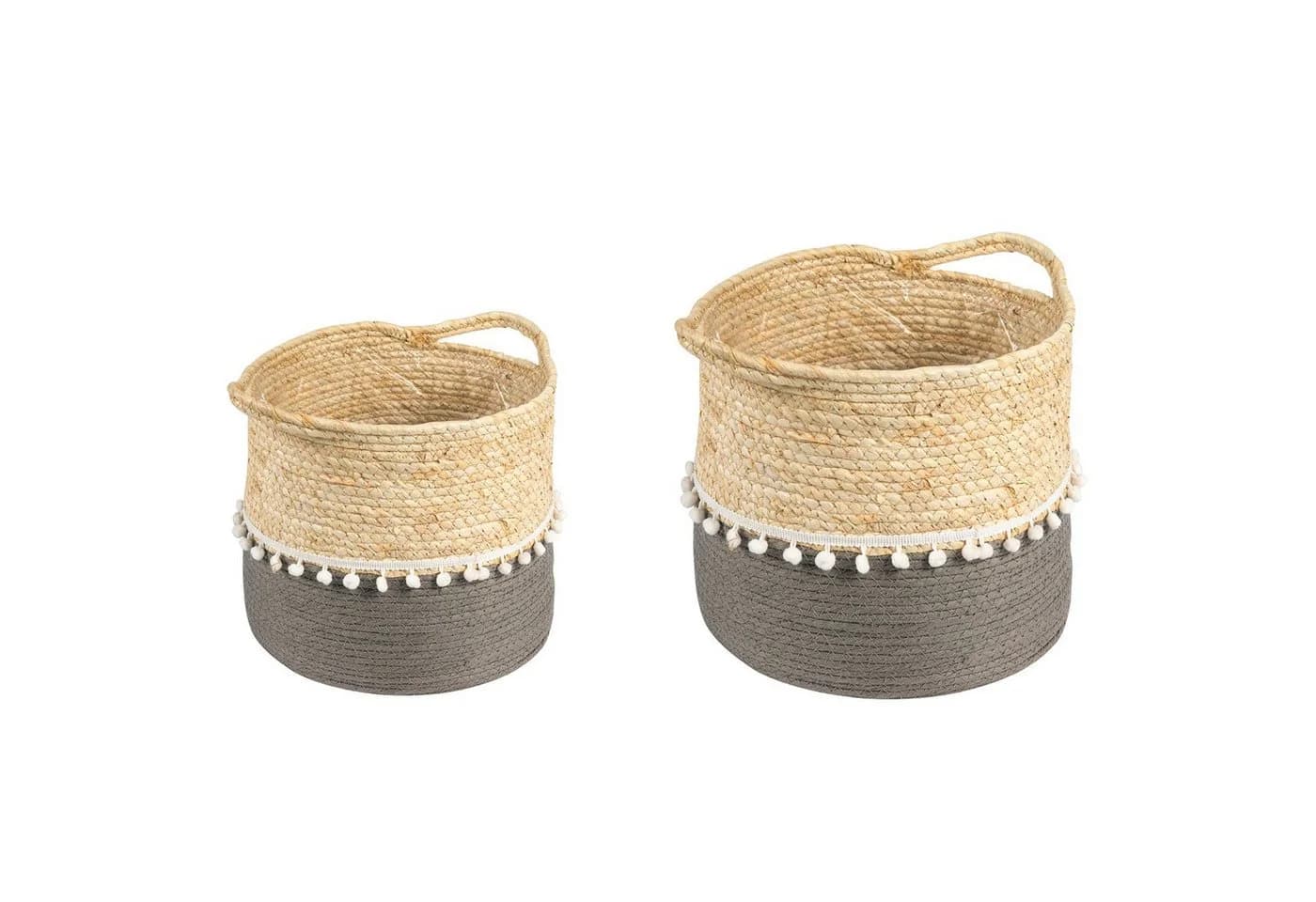 IDIMEX Übertopf YUMI Pflanzkorb 2er Set Seegras Grau/Natur - Bild 2