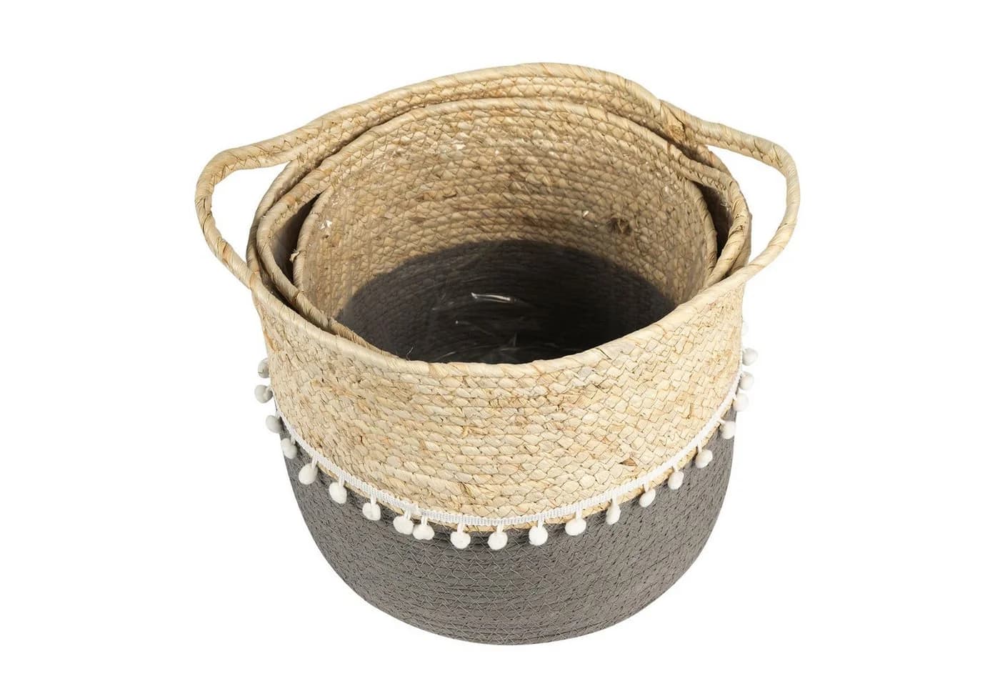IDIMEX Übertopf YUMI Pflanzkorb 2er Set Seegras Grau/Natur - Bild 3