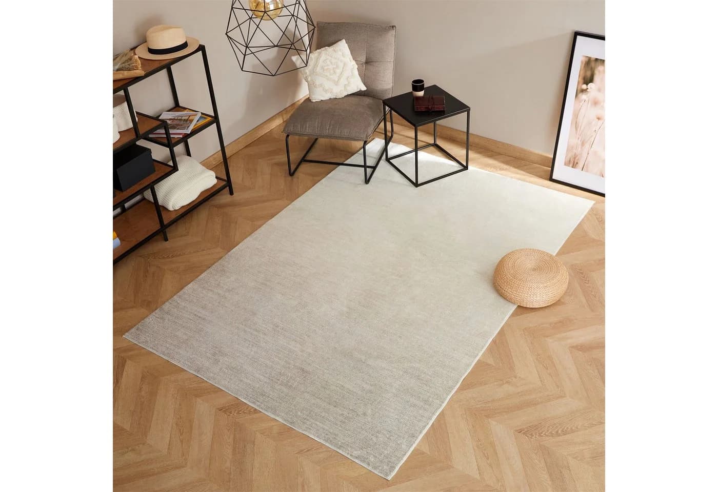 IDIMEX Teppich OMBRE Kurzflor Braun Waschbar Modern