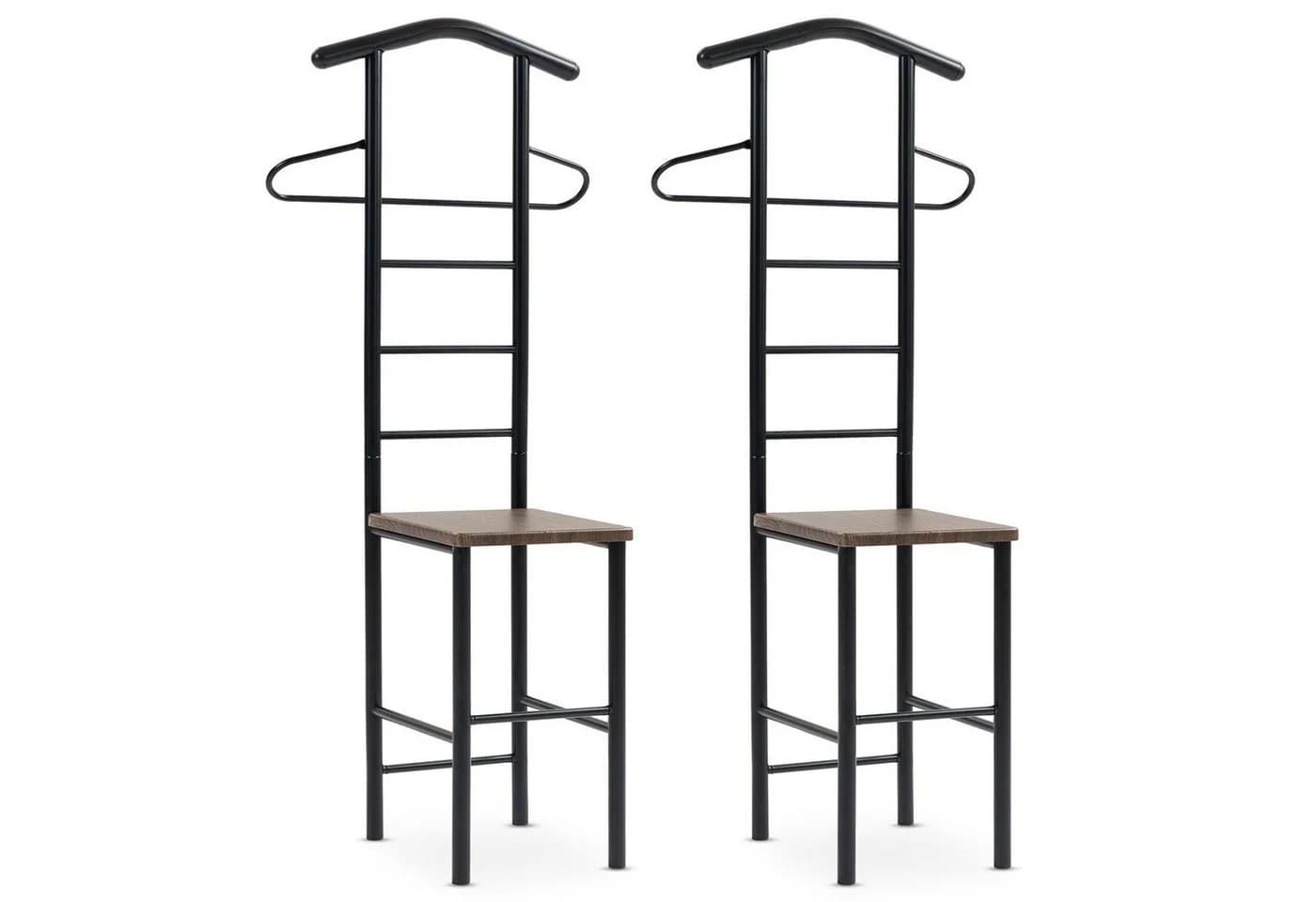 CARO-Möbel Herrendiener JIVO 2er Set Metall MDF Schwarz/Braun
