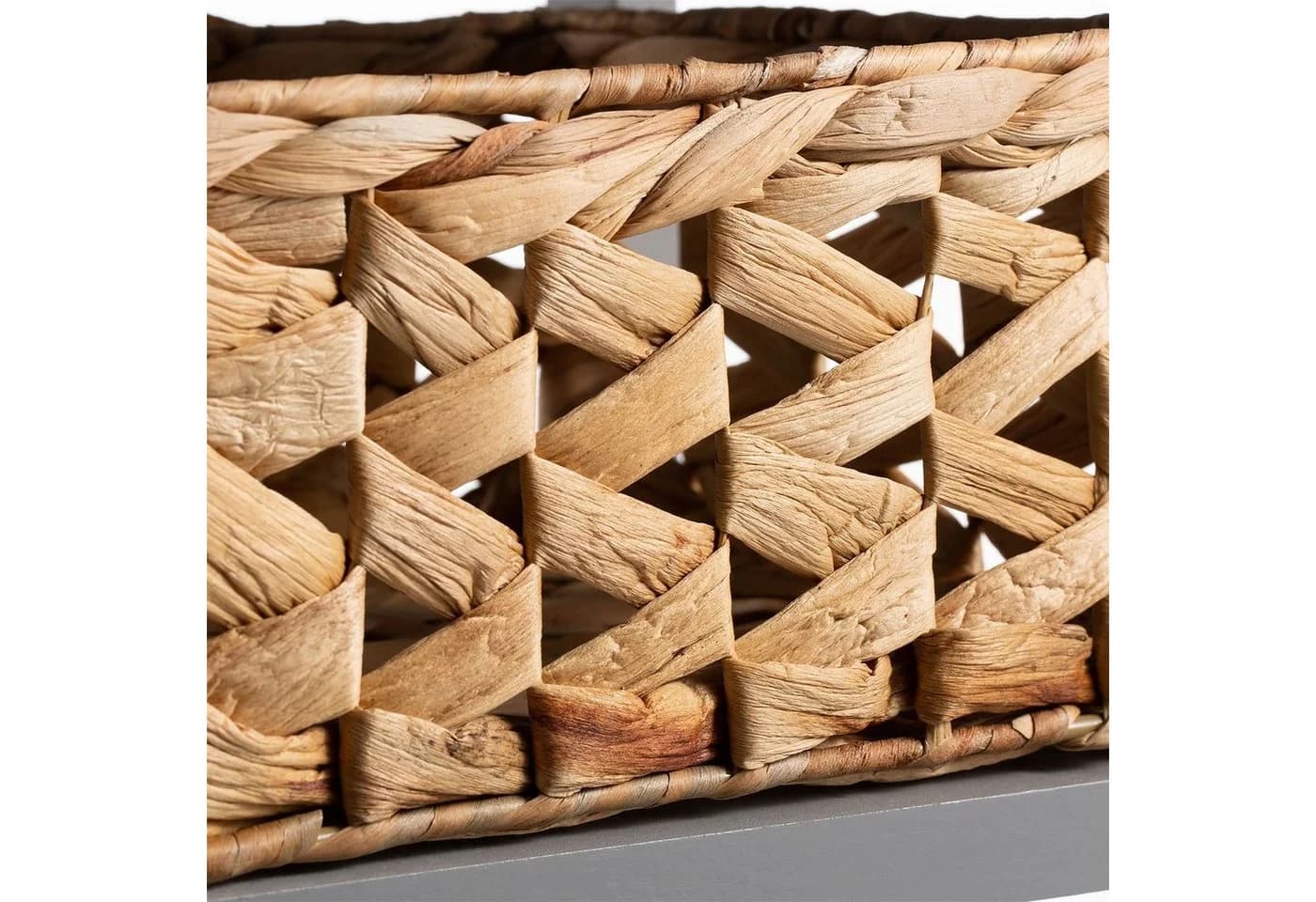 CARO-Möbel Nachtkommode ARBO Grau Paulownia Holz mit 2 Körben - Bild 5