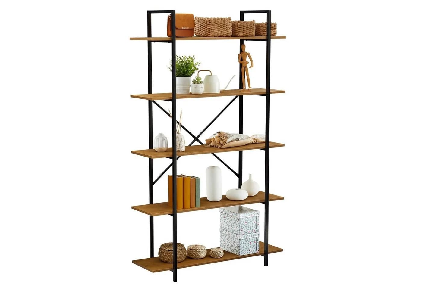 CARO-Möbel Bücherregal MEDA Industrial Stil 5 Regalböden Wildeiche - Bild 2