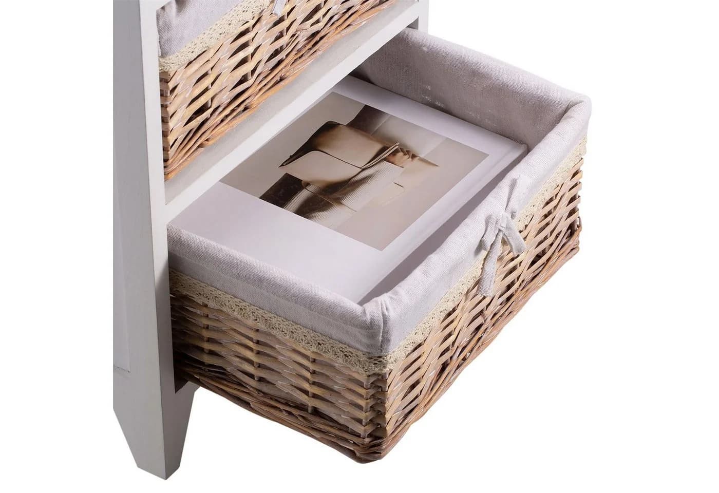 CARO-Möbel Nachtkommode PROVENCE Weiß/Braun Paulownia-Holz - Bild 5