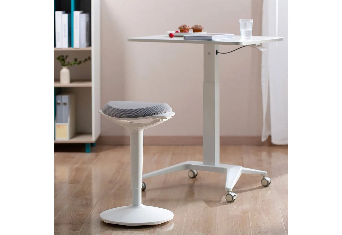 CARO-Möbel Bürohocker ASTORIA Grau/Weiß Ergonomisch Höhenverstellbar