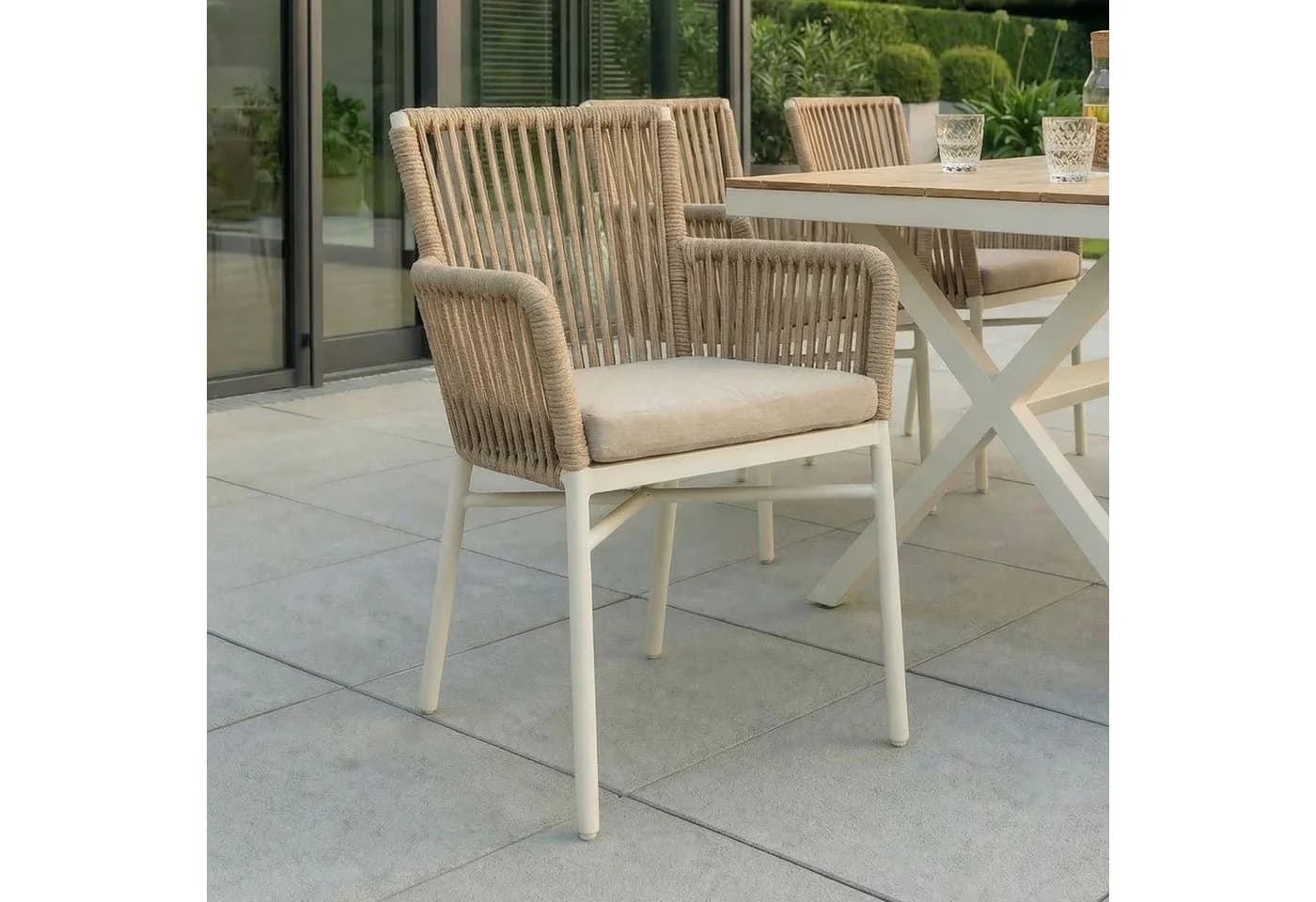 IDIMEX Gartenstuhl AFUERA 6er Set Weiß/Beige Aluminium - Bild 2