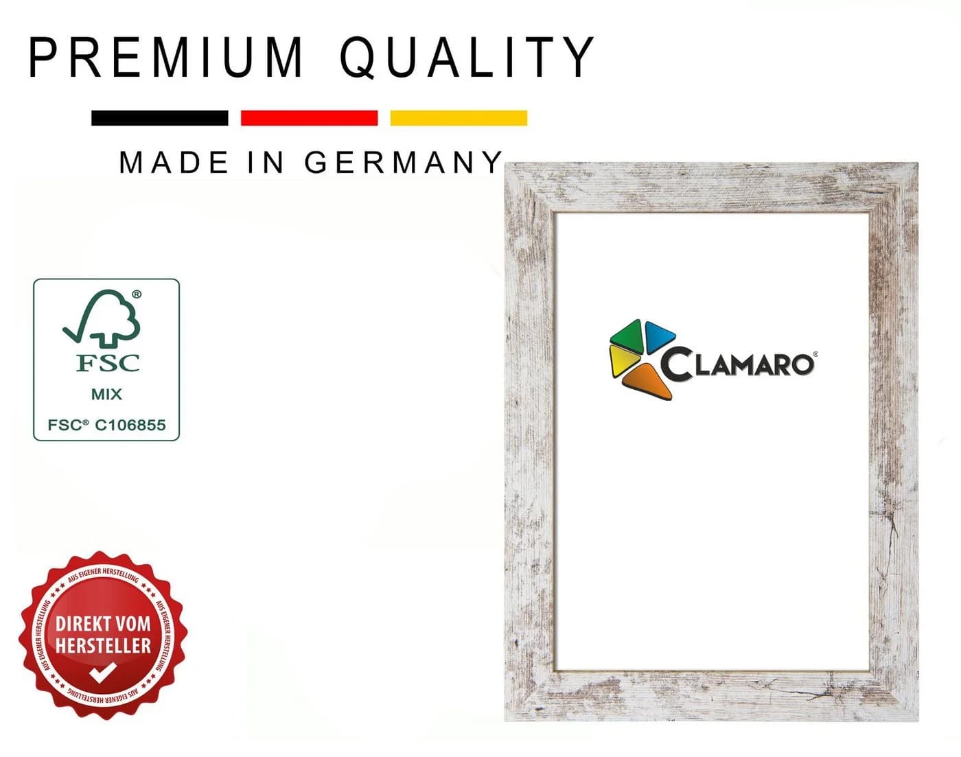 Clamaro Bilderrahmen COLLAGE Weiß MDF Acrylglas