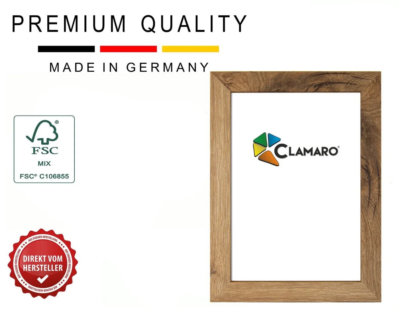Clamaro Bilderrahmen COLLAGE MDF Holz Braun Acrylglas - Bild 2