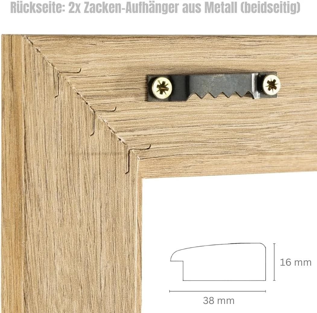 Clamaro Bilderrahmen mit Fotoleine und 20 Holzklammern Eiche Hell - Bild 5