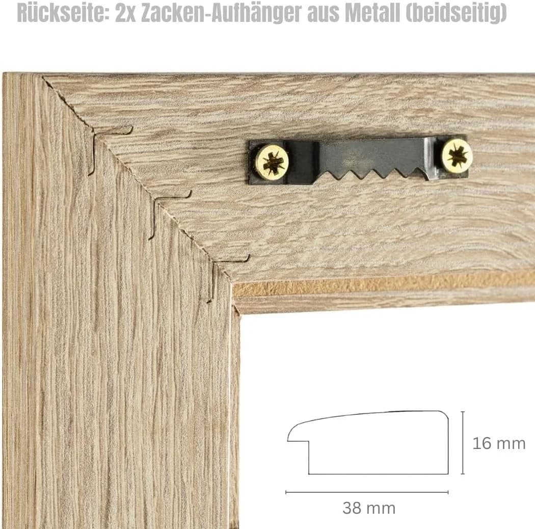 Clamaro Bilderrahmen Fotohalter mit Gummileine und 20 Holzklammern Eiche Sonoma - Bild 5
