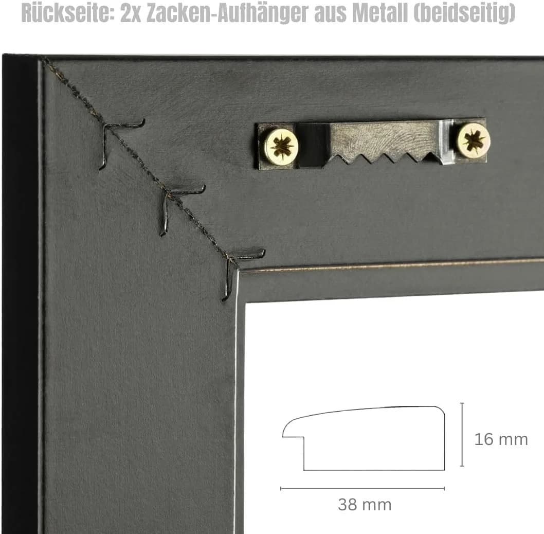 Clamaro Bilderrahmen Schwarz Matt mit 20 Holzklammern - Bild 5