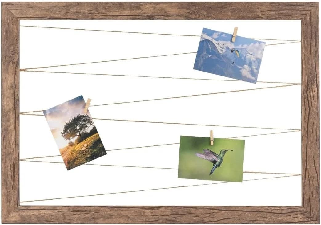 Clamaro Bilderrahmen Eiche Dunkelbraun Fotohalter Neo mit 20 Holzklammern - Bild 2