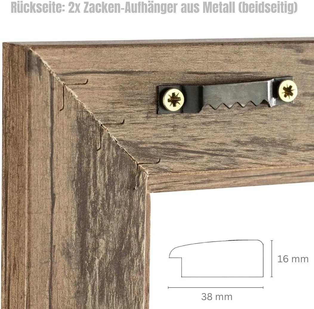 Clamaro Bilderrahmen Eiche Dunkelbraun Fotohalter Neo mit 20 Holzklammern - Bild 5