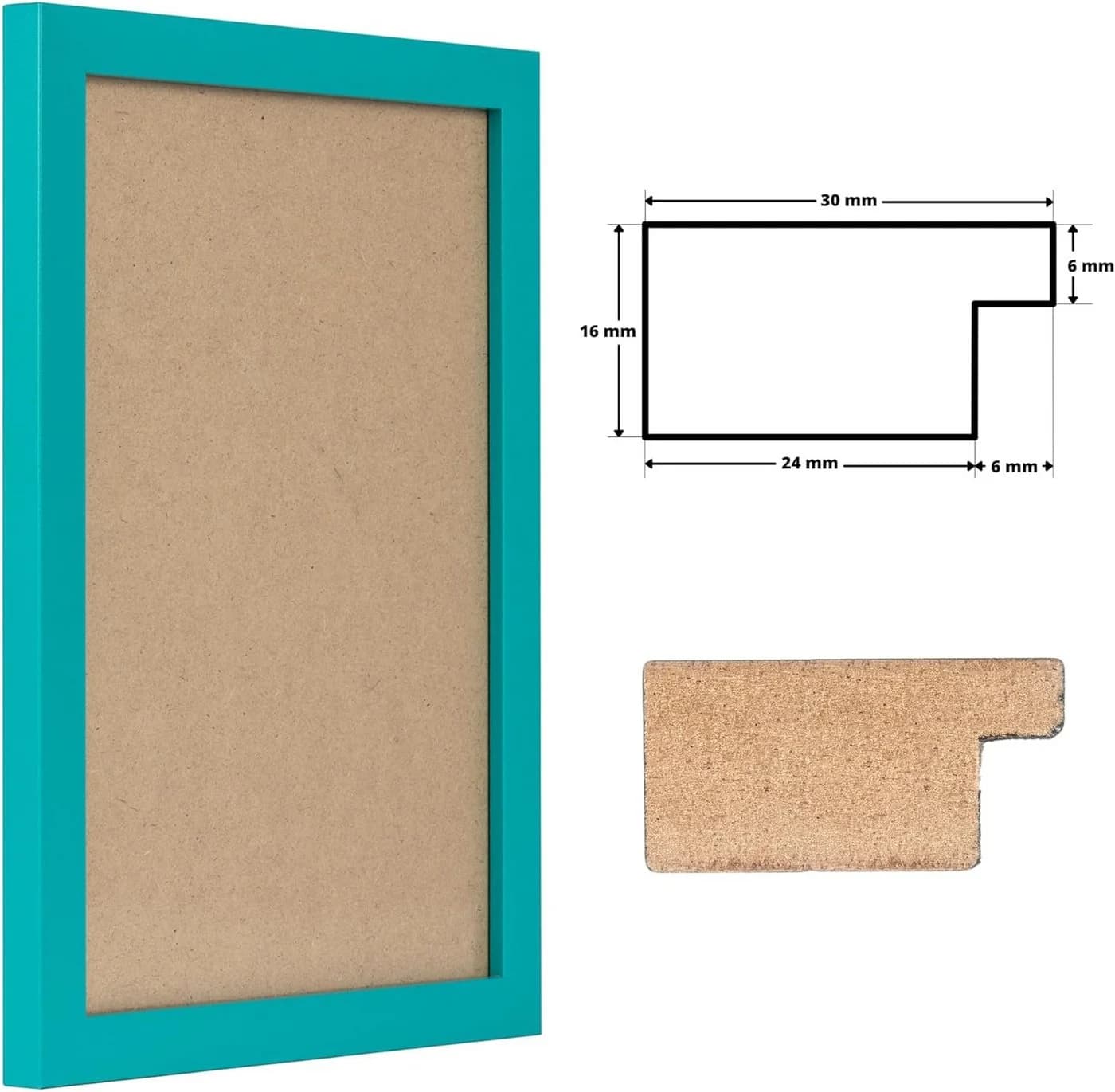 Clamaro Bilderrahmen COLLAGE Türkis 30mm MDF Holz Acrylglas - Bild 3