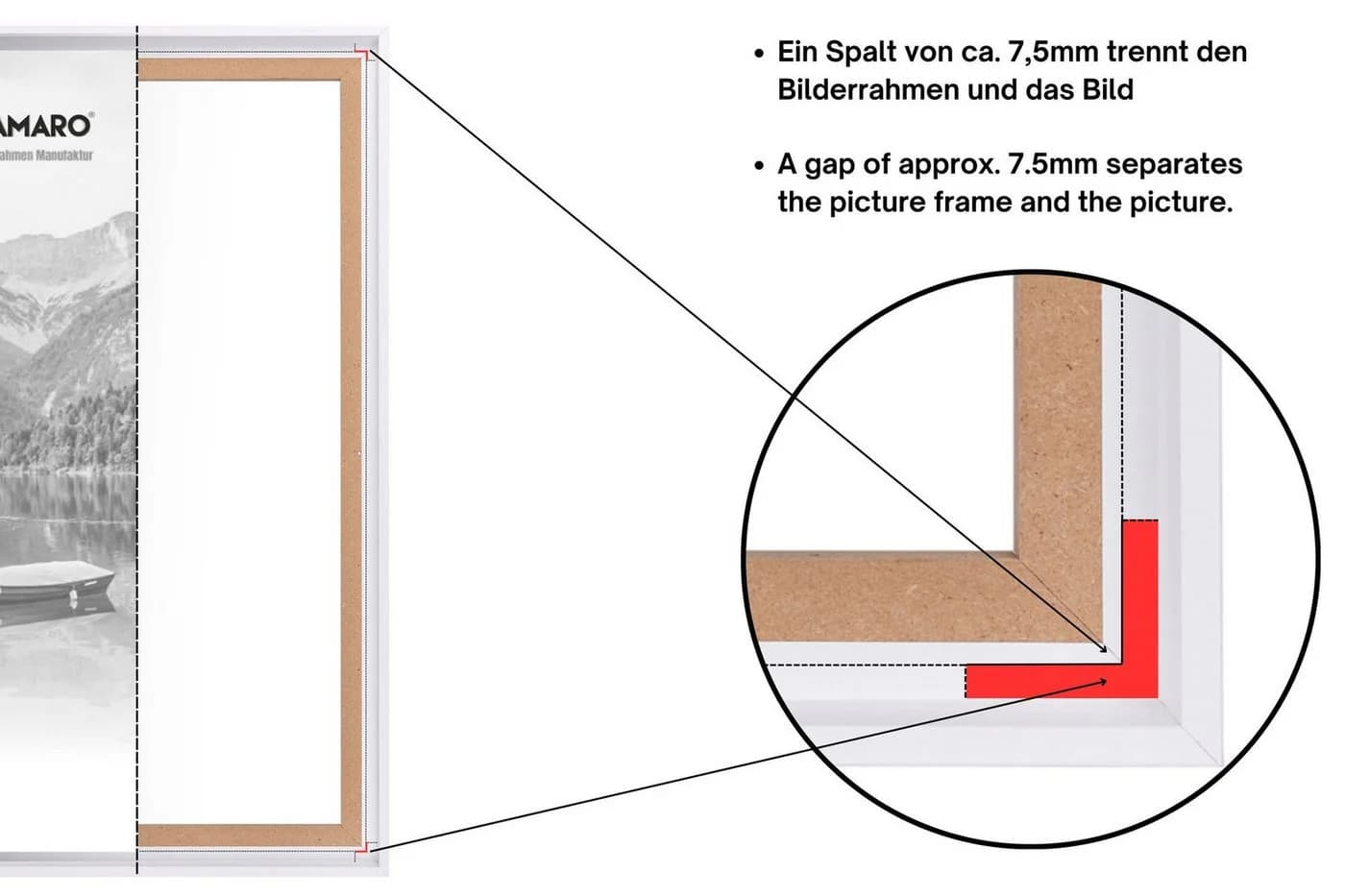 Clamaro Schattenfugenrahmen Weiß Matt MDF-Holz - Bild 4