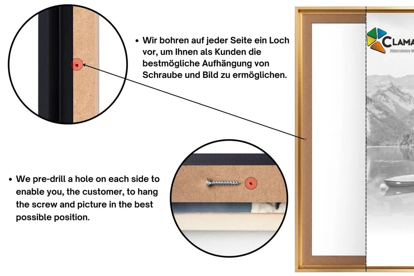Clamaro Schattenfugenrahmen Gold MDF Bilderrahmen - Bild 3