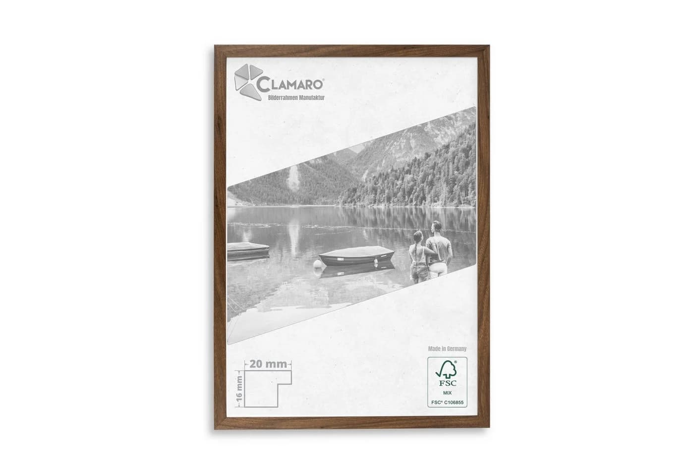 Clamaro Bilderrahmen Nussbaum MDF Acrylglas Maßanfertigung - Bild 2