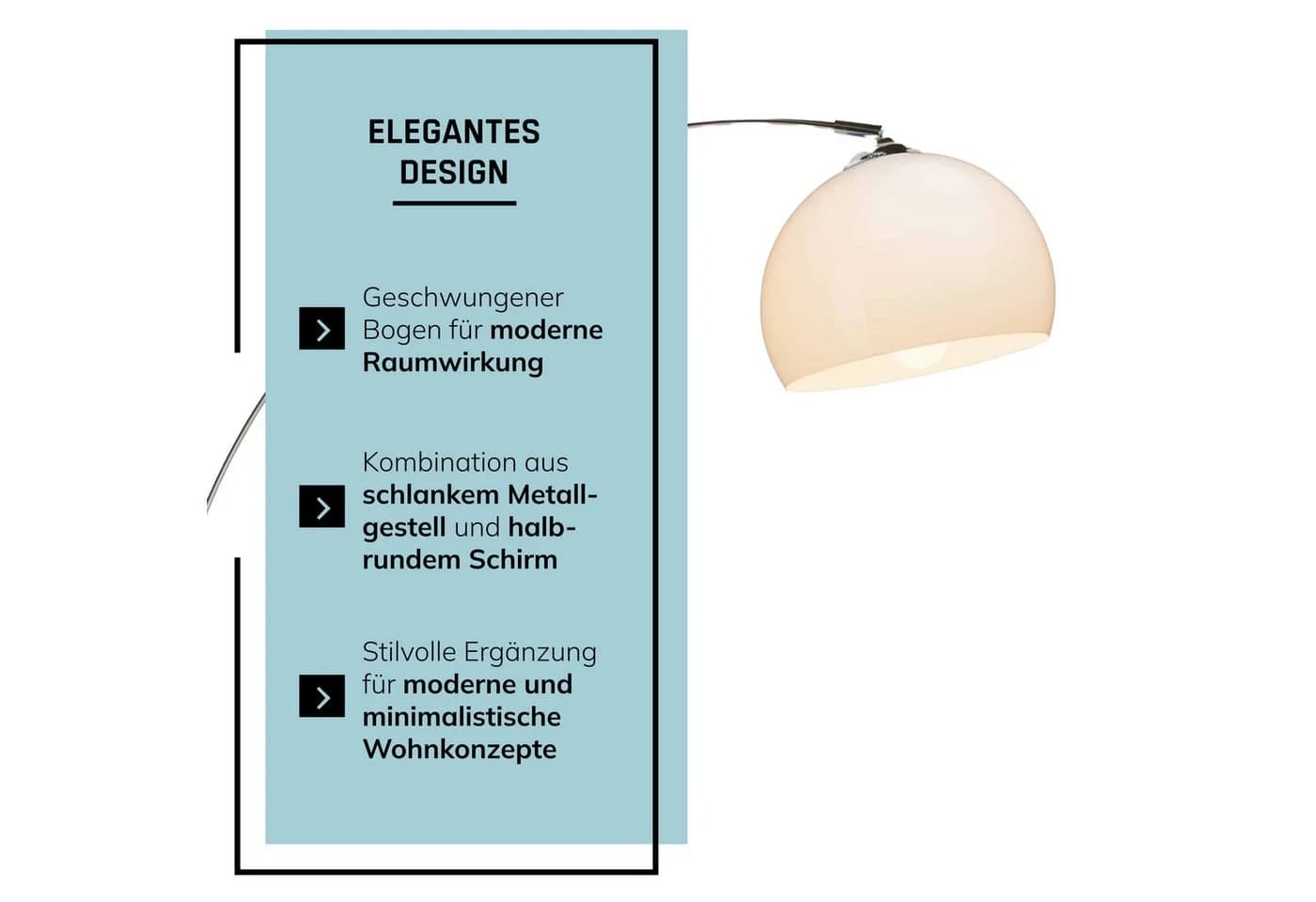 Lightbox Stehlampe, moderne Bogenlampe mit schwenkbarem Kopf und Fußschalter - Bild 5