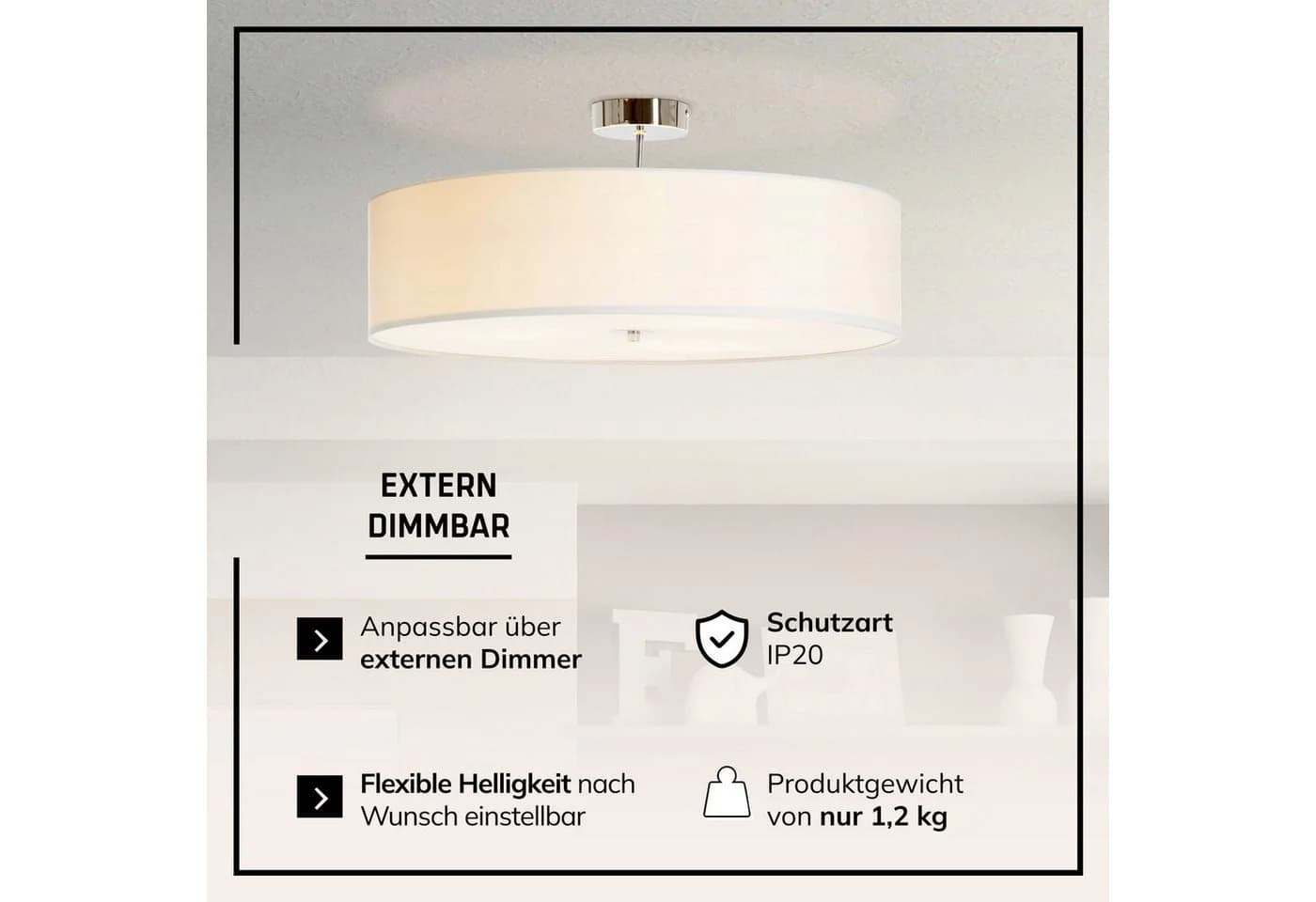 Lightbox Deckenleuchte mit Stoffschirm E27 Modern - Bild 4