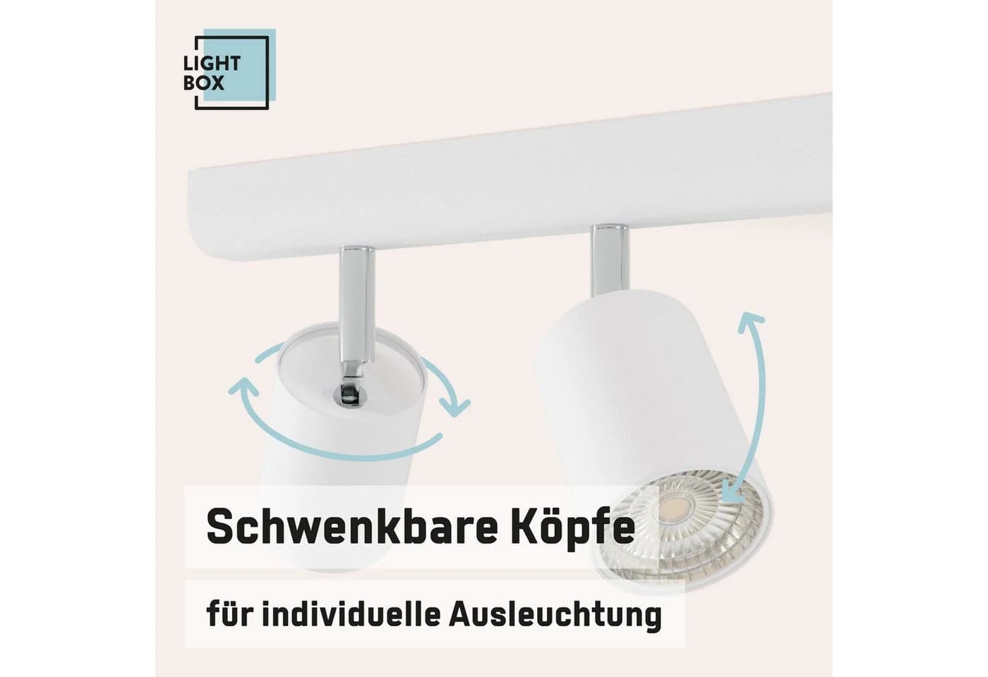 Lightbox Deckenstrahler 6-Flammiger Spotbalken Weiß Schwenkbar - Bild 4