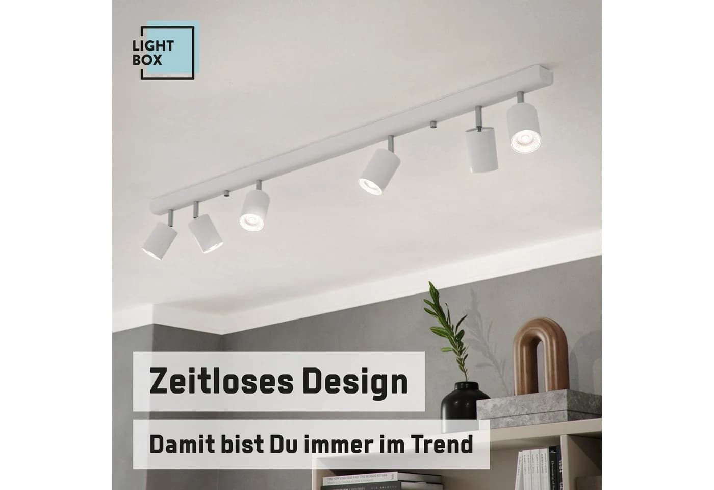 Lightbox Deckenstrahler 6-Flammiger Spotbalken Weiß Schwenkbar - Bild 5