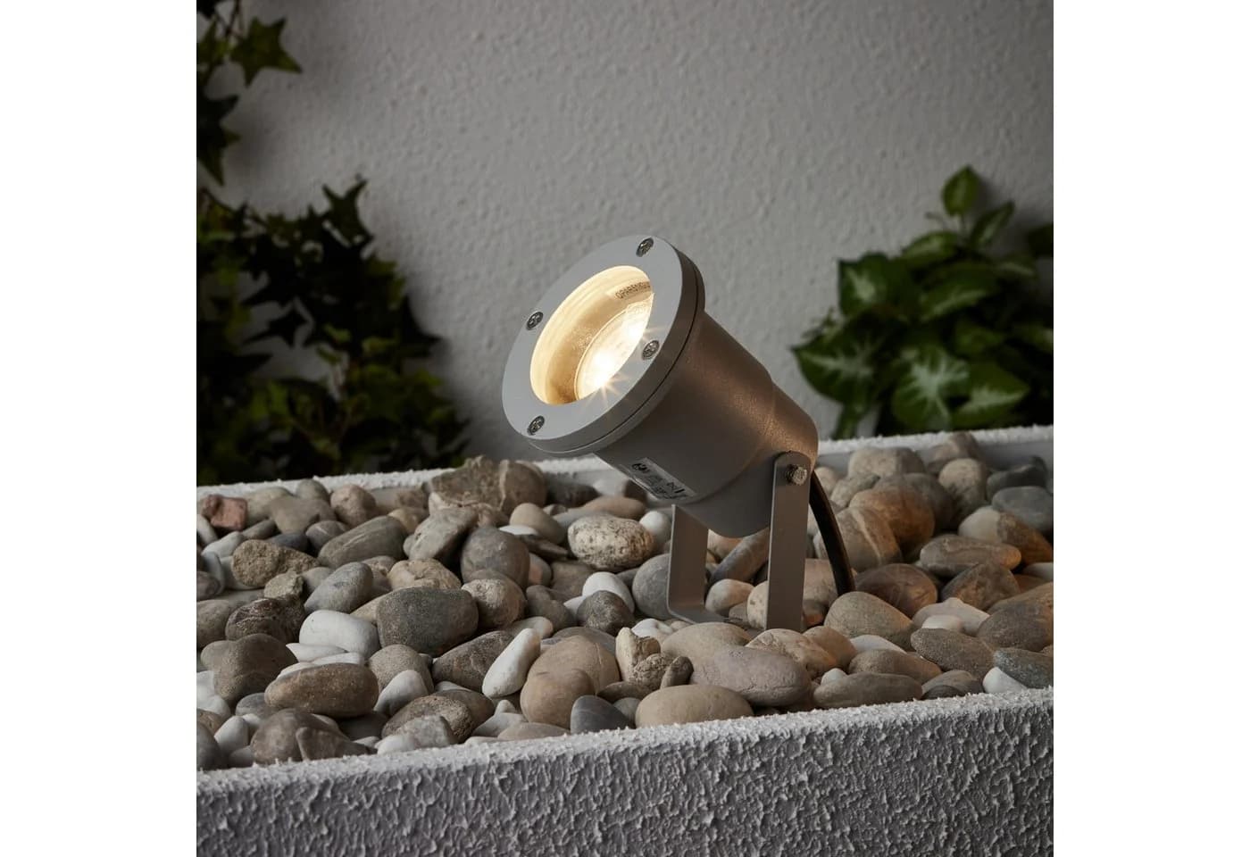 Lightbox Gartenstrahler LED wechselbar Warmweiß Grau